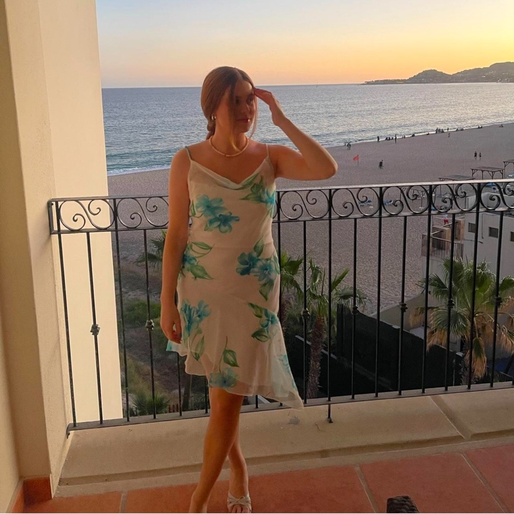 Floral Dress with Blue and Green Accents